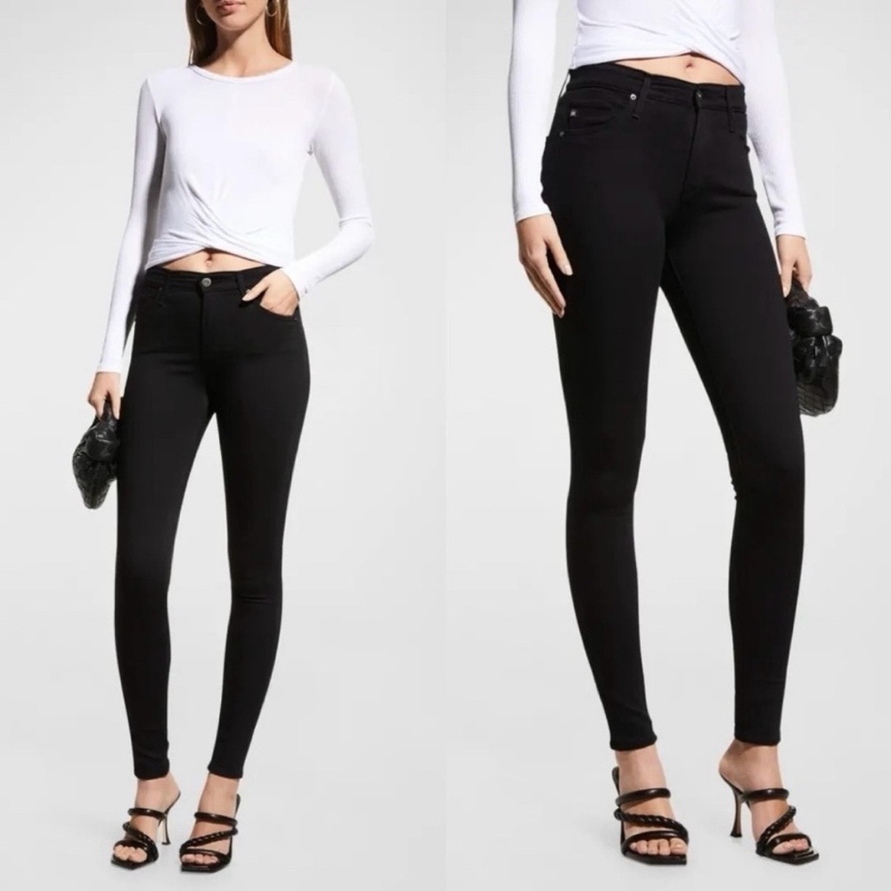 AG Jeans Farrah Ankle High-Rise Skinny - Super Black - Size 29